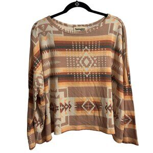 Savanna Jane Top Women Size S Aztec Western Flowy Boho Embroidered Soft Oversize
